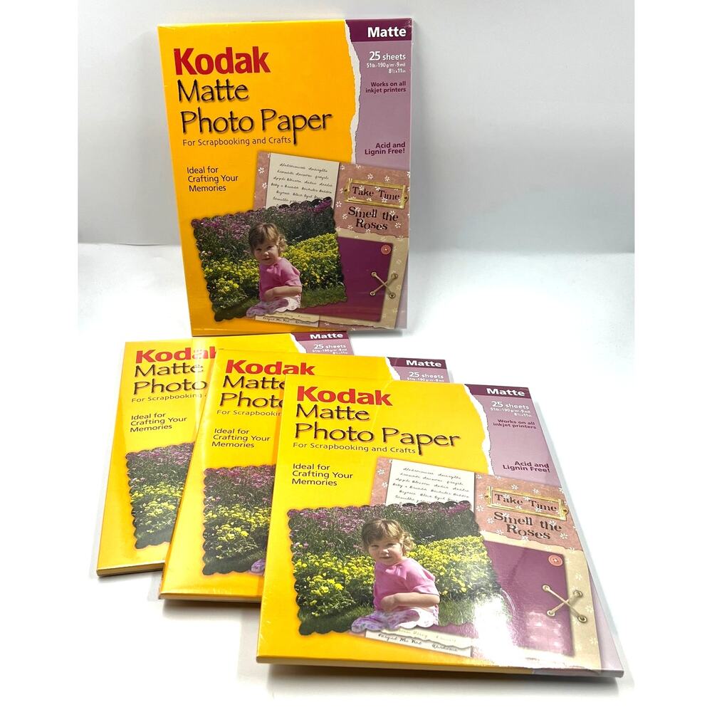 Kodak 8.5x22" Matte Photo Paper Lot 4 Packs 25‎ Sheets Total 100 NEW InkJet